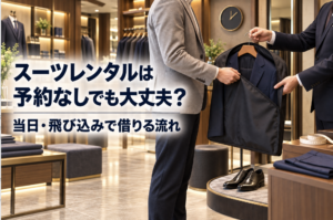 渋谷・新宿・大宮・横浜でスーツレンタルを探す方向けの高級感ある男性スーツビジュアルイメージ